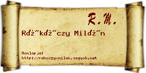 Rákóczy Milán névjegykártya
