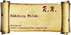 Rákóczy Milán névjegykártya